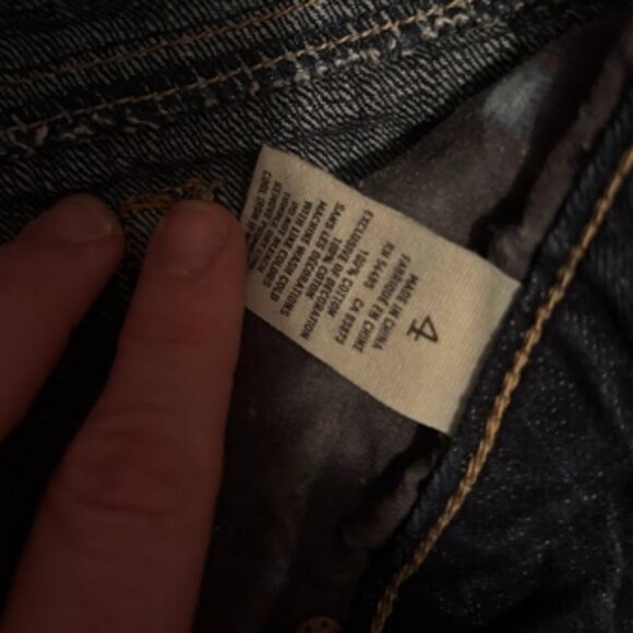 American Eagle Distressed Denim Mini Skirt - Size 4 - Lace Trim Y2K Style - Picture 2 of 7